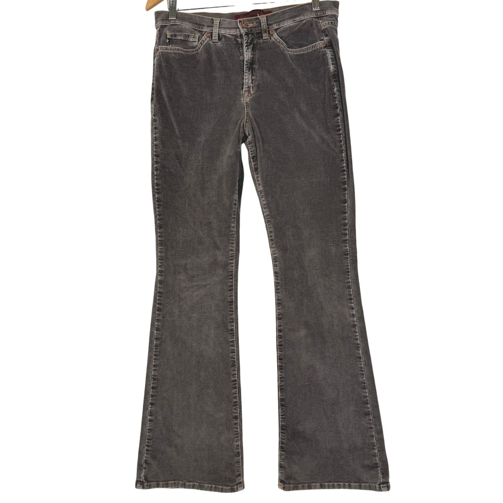 Jeanstar Womens Gray Corduroy‎ Flare Leg Pants Mid Rise 5-Pocket Charcoal D-215